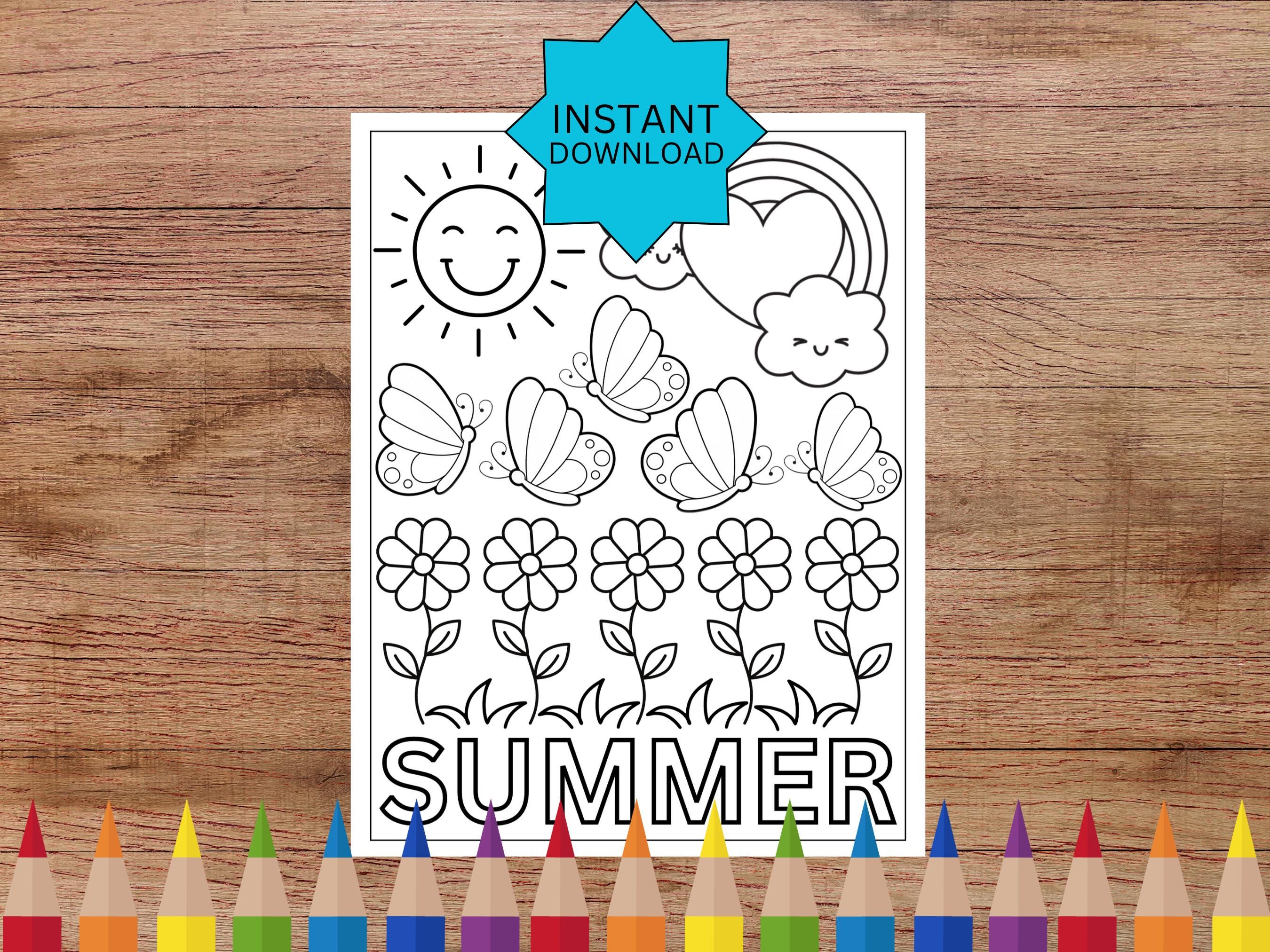 Summer Coloring Pages, Kids Activity Book, Fun Coloring Sheets, Summer ...
