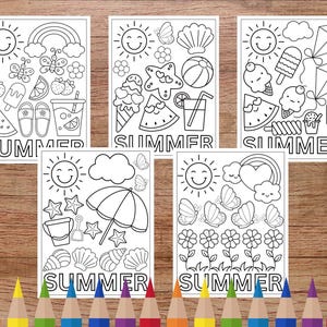5 Printable Summer Coloring Pages for Kids – Beach & Vacation Activity Sheets – Instant Download PDF
