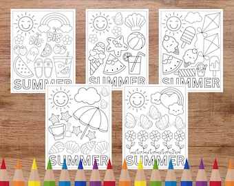 Summer Coloring Pages for Kids, Printable Beach & Vacation Coloring Sheets, Instant Download PDF
