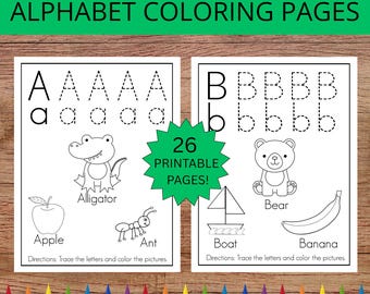 Alphabet Coloring Pages for Preschool, ABC Printable Worksheets, Letter Recognition Activity, Toddler & Kindergarten Worksheets