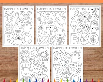 Halloween-Malvorlagen für Kinder: Kürbis, Geist, Fledermaus – Gruselige Malvorlage zum Ausdrucken (PDF)