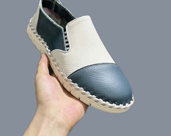 Heren Dames Lederen Barefoot Schoenen, Minimalistische Handgemaakte Zero Drop Schoenen, Aangepaste Schoenen, Donkerblauw