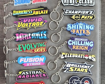 Sword & Shield Set Logo 3D Binder Pull Tags Label Keychains pokemon