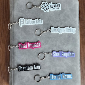 Etiquetas para carpeta de juego de cartas coleccionables Gundam, llavero, tirador de cremallera, etiquetas de organización, colección Beta, intercambio, impresión 3D
