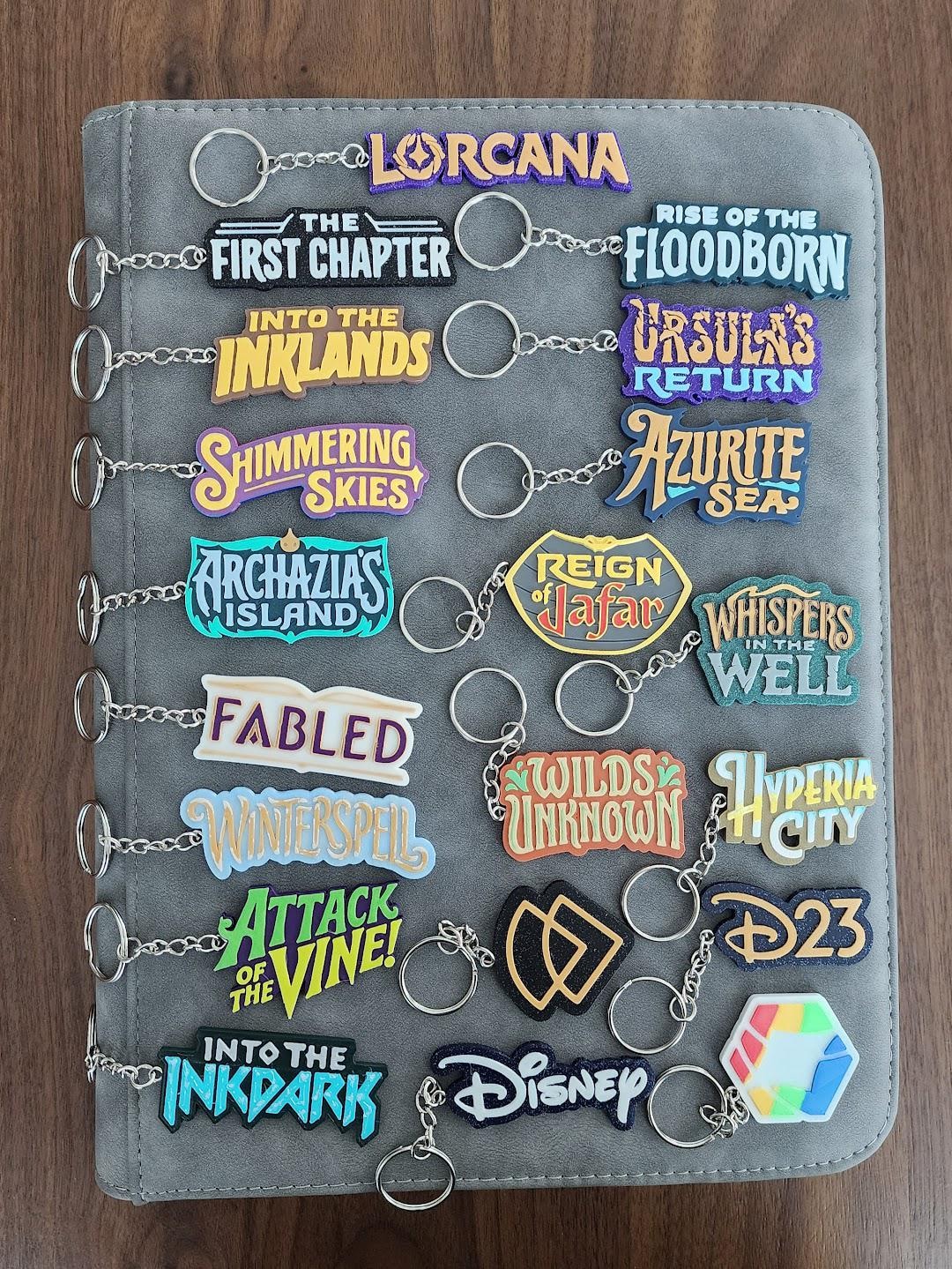 Lorcana Logo 3D Binder Zipper Pull Tags Label Keychains Master Set