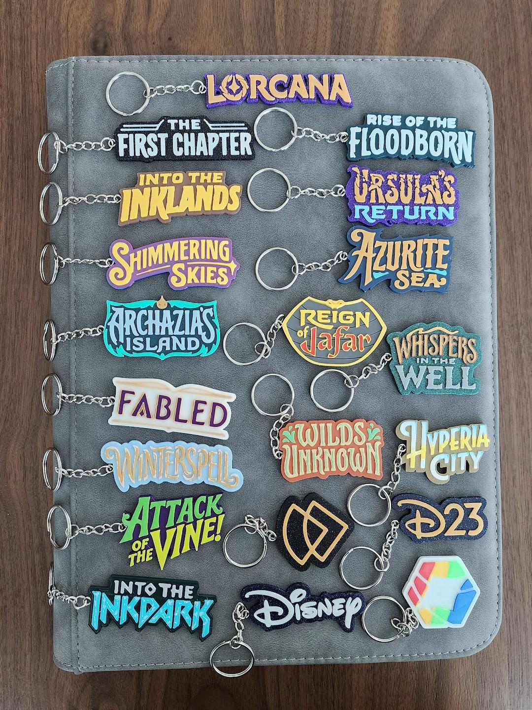 Lorcana Logo 3D Binder Zipper Pull Tags Label Keychains Master Set