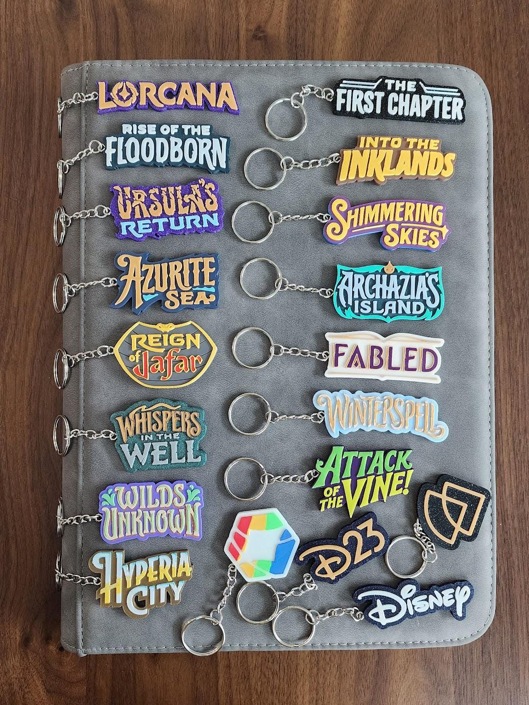 Lorcana Logo 3D Binder Zipper Pull Tags Label Keychains Master Set