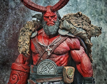 Hand-Painted Hellboy Figurine – Detailed Dark Fantasy Comic Hero Statue