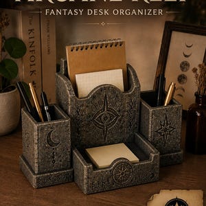 Arcane Keep skrivbordsorganisatör | Fantasy Gothic pennhållare (digital nedladdning)
