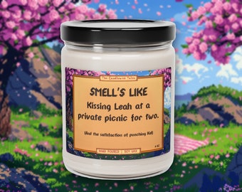 Leah Candle | Kissing at a private picnic | Stardew Valley Gift | Game Inspired Candle | Stardew Valley Heart Event | Vegan Soy Wax 9oz