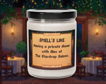 Alex Candle | Private Dinner at the Stardrop | Stardew Valley Gift | Game Inspired Candle | Stardew Valley Heart Event | Vegan Soy Wax 9oz
