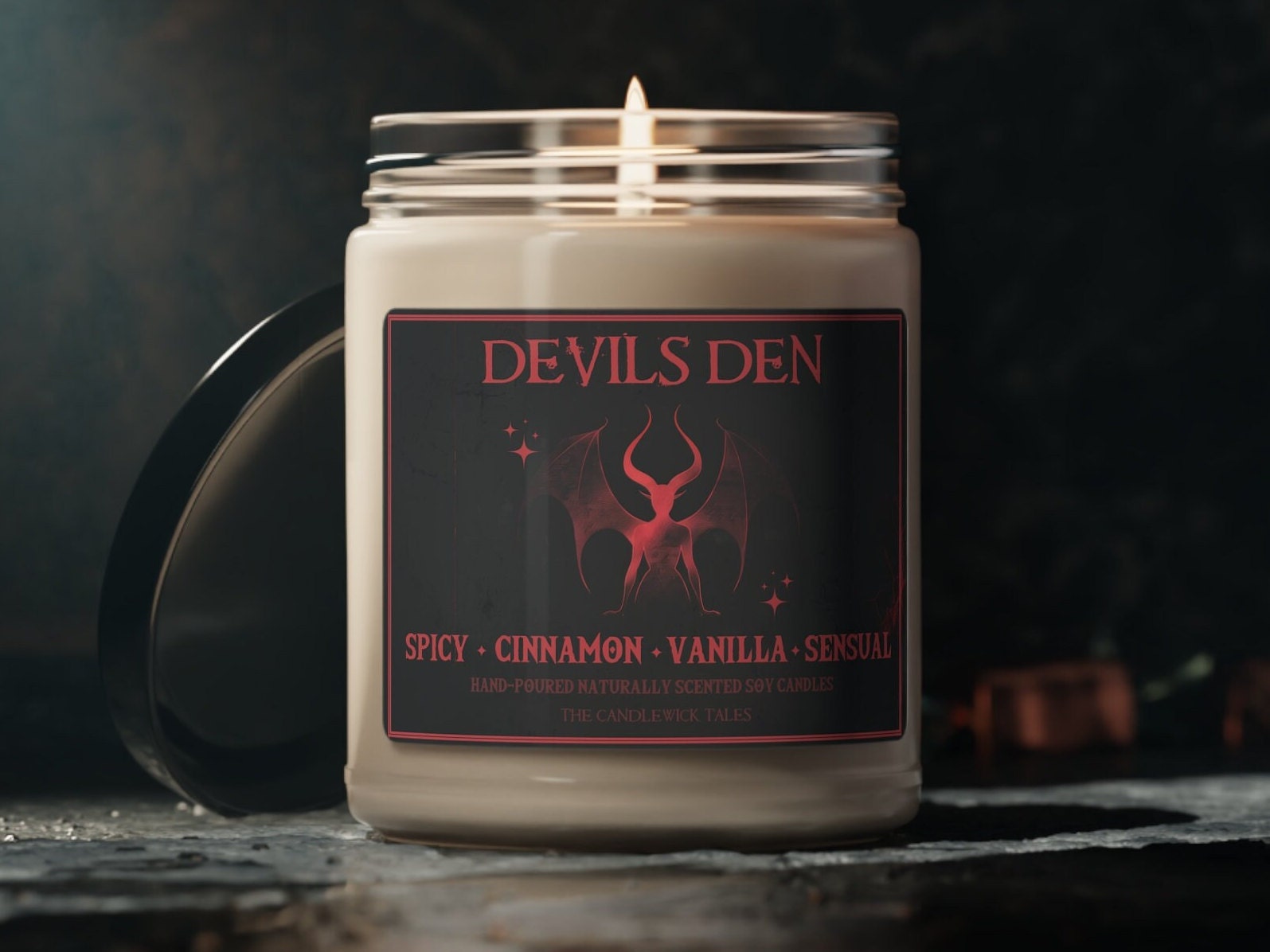 Devil's Den Cinnamon Candle, Avernus-Inspired Fragrance for Sharess' Caress Decor - Baldur's Gate 3 Inspired RPG Fantasy Candle