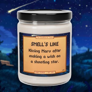 Maru Kerze | Küsse nach Wunsch | Stardew Valley Geschenk | Spiel inspiriert Kerze | Stardew Valley Herzevent | Vegan Sojawachs 232 ml
