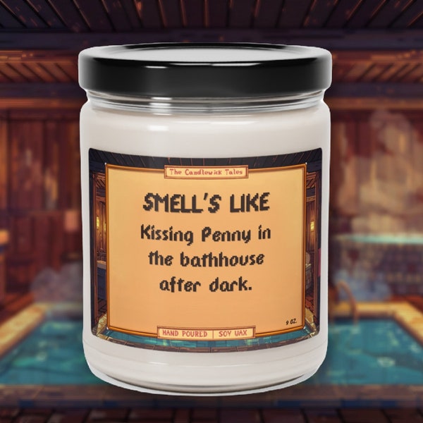 Penny Candle | Kissing in the bathhouse | Stardew Valley Gift | Game Inspired Candle | Stardew Valley Heart Event | Vegan Soy Wax 9oz