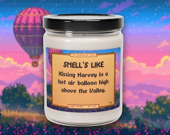 Harvey Candle | Kissing in a hot air balloon | Stardew Valley Gift | Game Inspired Candle | Stardew Valley Heart Event | Vegan Soy Wax 9oz