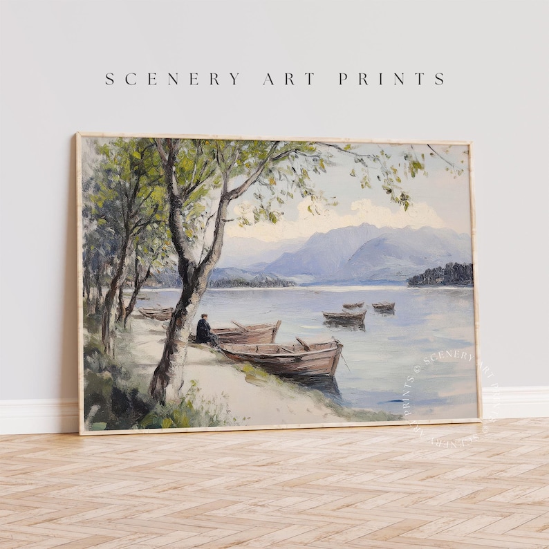Printable Lake Landscape Wall Art - Mountain Scenery Print - Serene ...