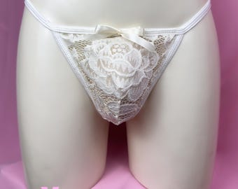 Lace Thong for Men - Ultra Feminine Queer Lingerie - Micro Thong Sissy - Femboy