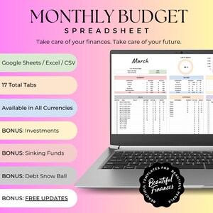 Budget Spreadsheet | Debt Tracker | Bill Tracker | Monthly Budget Spreadsheet | Google Sheets Budget | Expenses Tracker | Budget Template
