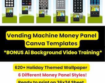 Money Panel For Vending Machine Template | Edit In Canva | Gift Box | Diy Vending Machine | Editable Vending Machine