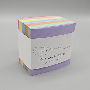 Multi-Color Memo Cube Refill, Non-Sticky Note Paper, Blank Loose Sheets, Eco-Friendly Notepad Blocks -SIZES  3  3.25  3.5  3.75  4  3x5  4x6