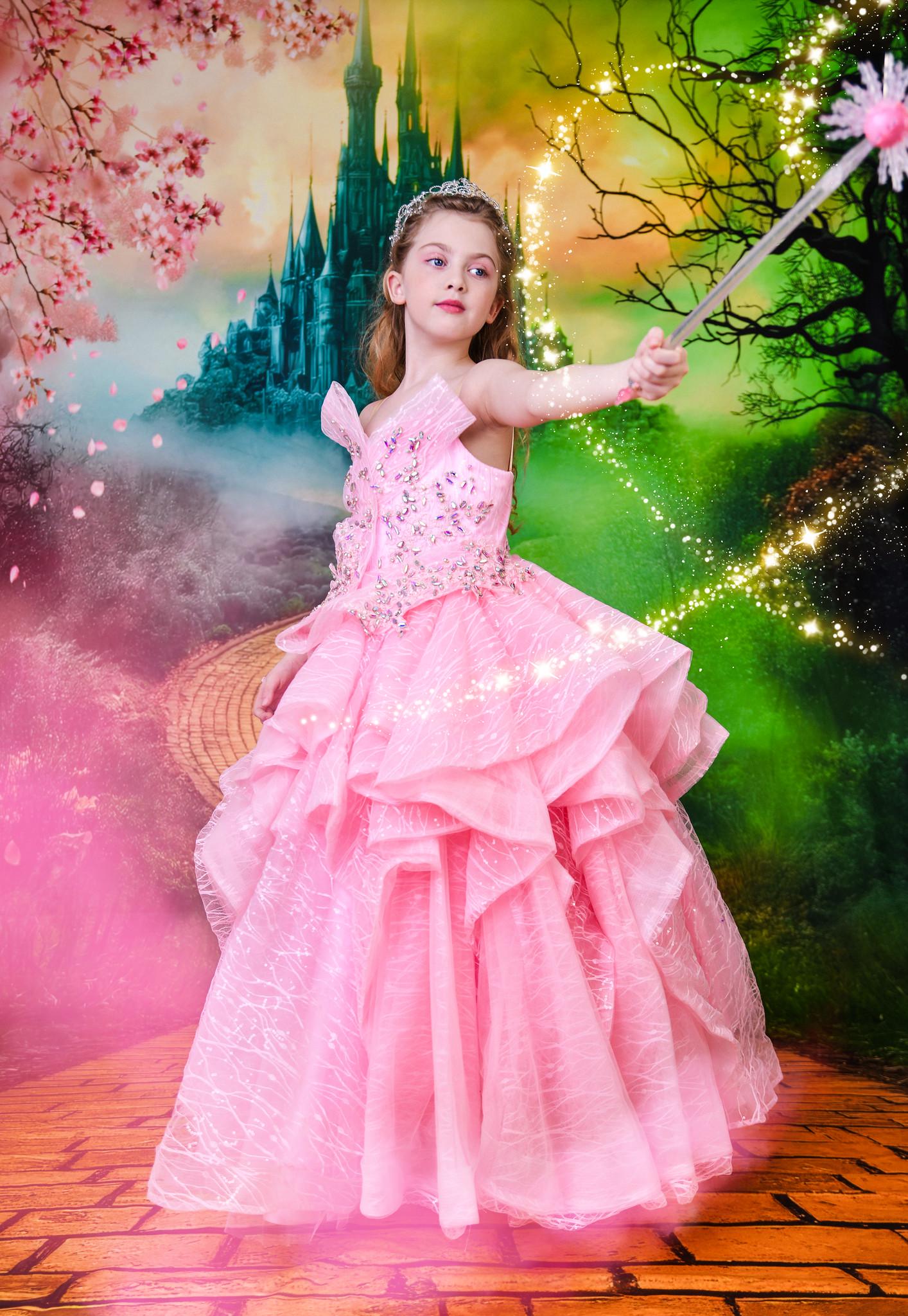 Hand-Beaded Pink Tulle Gown: Glinda Inspired Princess Dress