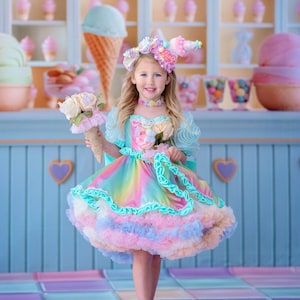Prinsessenjurk regenboogtule: snoepfeest, kinderjurk optocht