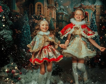 Floral Christmas Dress: Red Brocade Organza Holiday Outfit
