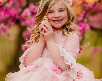 Flower Girl Dress, Princess Baby Gown, Kids Couture, Pink Dress for Girls, Photoshoot Dress, Birthday Dress, Tulle Dress