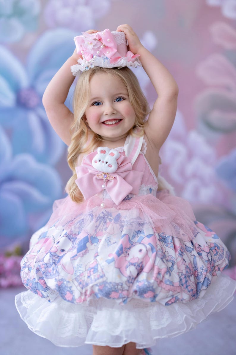 Easter Bunny Button Up Cotton Dress, Blue & White Striped Multi