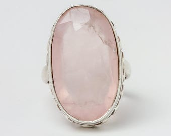 ビンテージ  46B シルバーリング ローズクォーツ8号 ヴィンテージ ローズクォーツ スターリングシルバー リング サイズ8