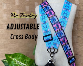 Crossbody Pin Trading Lanyard with Wide Adjustable Strap | Comfortable Heavy Duty Pin Strap for Disney and Stitch Collectors
