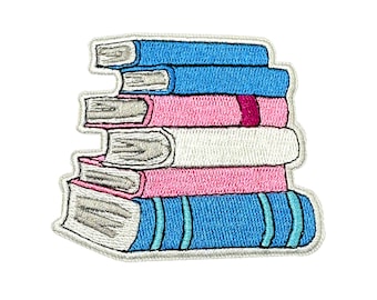 Iron-On Embroidered Patch - Transgender Stack Of Books
