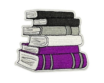 Iron-On Embroidered Patch - Asexual Stack Of Books