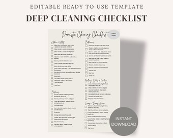 Deep Cleaning Checklist, Home Organisation, Cleaning Business, Domestic Residential Clean, Employee Guide, Digital Cleaning Template