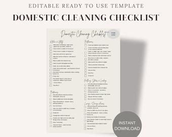 Domestic Cleaning Checklist, Cleaning Employee Guide, Residential Clean Checklist, Digital Checklist, Cleaning Business Owner Template