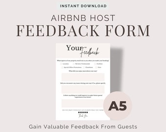 Airbnb Guest Feedback Form, Guest Experience Questionnaire, Host Reviews, Rate your Stay, Editable Digital Template, Printable, Pink