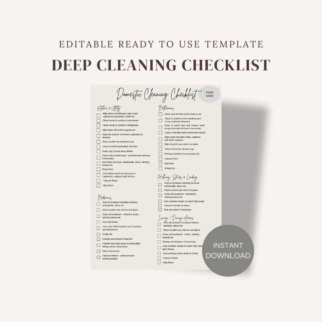 Deep Cleaning Checklist, Home Organisation, Cleaning Business, Domestic