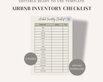 Airbnb Inventory Checklist, Tick List, Cleaning Business, Holiday Let Management, Editable Template, Employee Guide, Record of Items