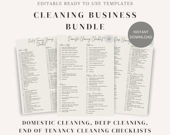 Cleaning Business Checklist Bundle, Domestic Cleaning Checklist, Deep Cleaning Checklist, End of Tenancy, Move in/Move out Checklist