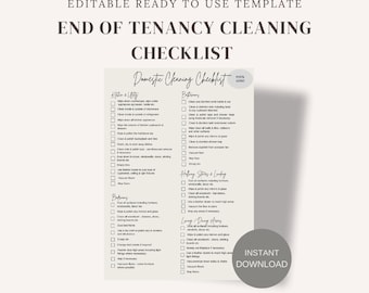 End of Tenancy Cleaning Checklist, Move in / Move out Cleaning, Cleaning Business Template, Employee Guide, Editable Checklist
