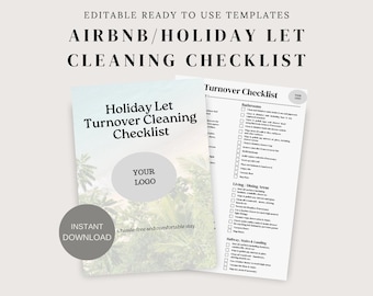 Airbnb cleaning, holiday let cleaning checklist, instant download template, cleaning business checklist, tick list, airbnb host essentials