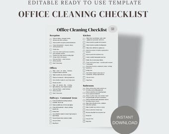 Office Cleaning Checklist, Commercial Cleaning, Editable Template for Cleaning Business, Worklist for Cleaning Staff