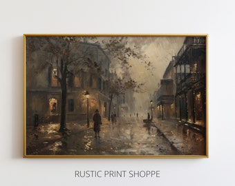 Main Street in the Rain | PRINTABLE Art Download | Rustic Print Shoppe | 03-0004