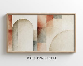 Minimalist Abstract Geometric Printable Wall Art, Terracotta Sage Arch Shapes Digital Download, Neutral Modern Boho Home Decor