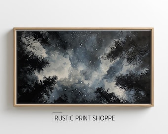 Starry Night Sky, Rustic Landscape Wall Decor (Digital Download)