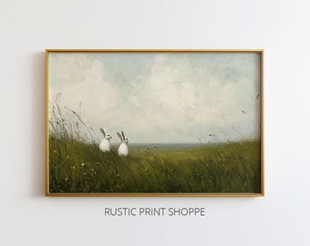 Cozy Spring Landscape Painting, Classic Vintage, PRINTABLE Digital Art Download, Rustic Print Shoppe 01-0042