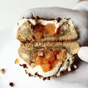 Peaches and cream crumble Cookie Recipe | delicious cookie recipe | gourmet cookie recipe | stuffed cookie | cake recipe | cookie recipes