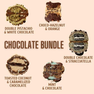 Chocolate Cookie Recipes Bundle | Double pistachio | Choco-hazelnut | Toasted coconut | Double chocolate stracciatella | Mint and chocolate