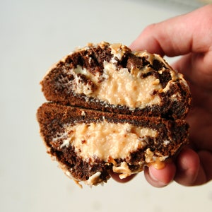 Toasted coconut & caramelized chocolate Cookie Recipe | cheesecake filling | gourmet cookie recipe | stuffed cookie recipe |delicious cookie