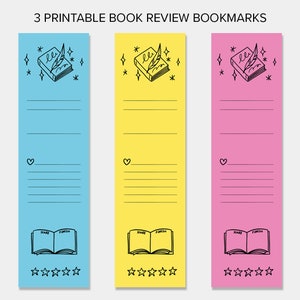 Printable Review Bookmark, Book Review Template, Digital Bookmark Svg ...